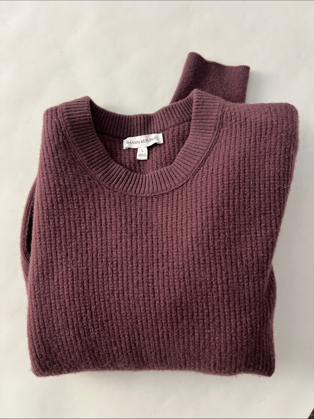Banana Republic Italian Merino Cashmere Waffle-Knit Sweater in Mauve L $160
